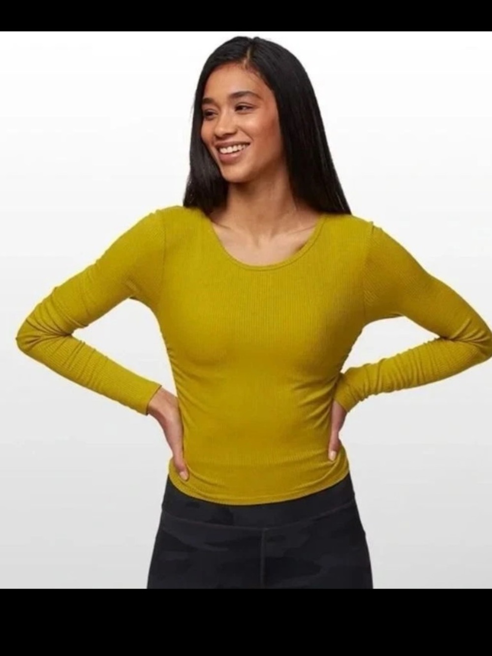 ALO Yoga Gather Long-Sleeve Scoop Neck Top - chartreuse green yellow